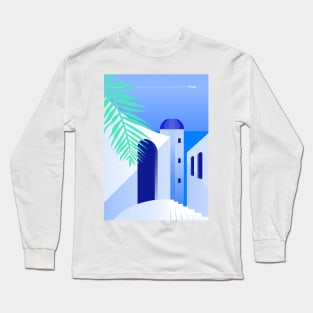 Boho travel art. Santorini, Greece #3 Long Sleeve T-Shirt